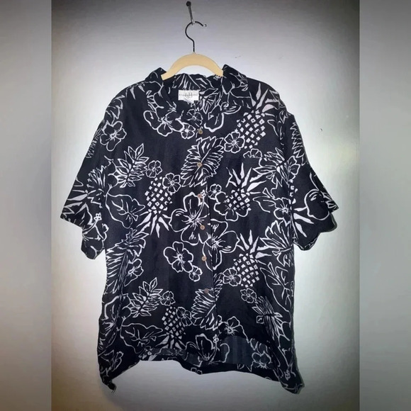 Knightsbridge‎ men’s Hawaiian Short Sleeve Shirt Navy Blue large Vintage Y2K - Picture 1 of 4